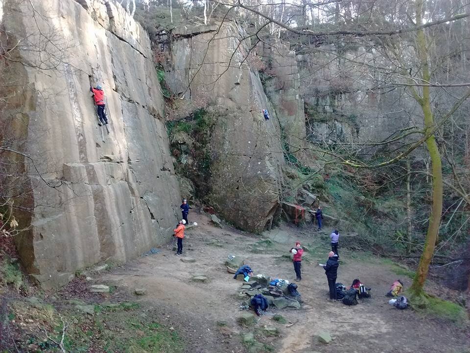 Aid climbing in the cold: ‘Boot Camp’ at Yarncliffe Quarry, Peak District, February 2017