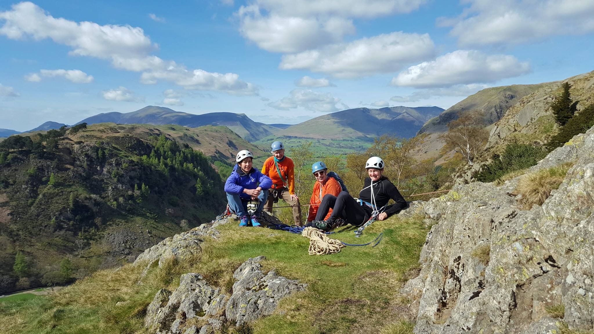 Rachel Somerville, Hazel Lewis, Claire Maw and Anne Freund at Castle Rock, Thirlmere, Cumbria in 2017