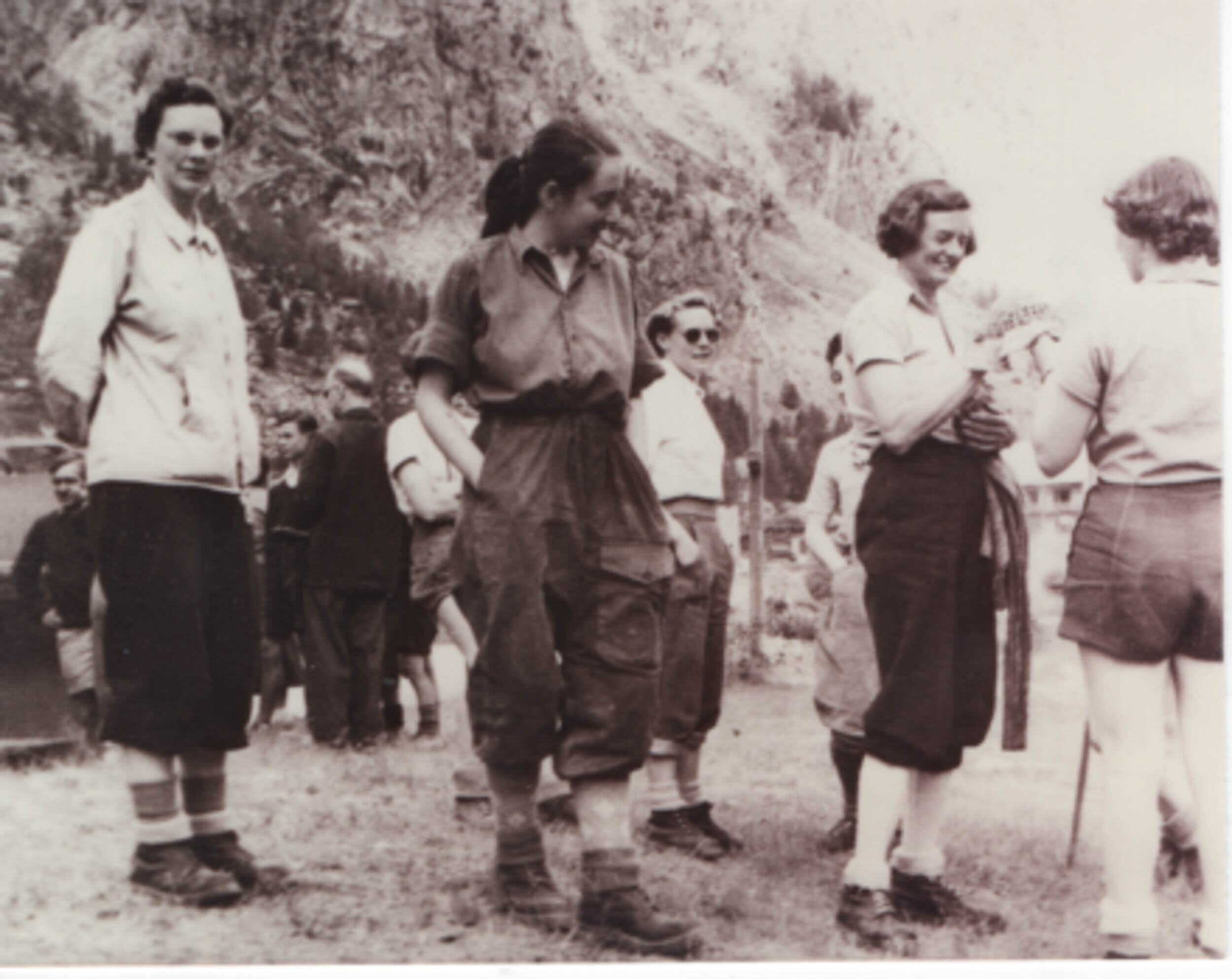 Beryl, Annis Flew, Suzanne Gibson, Nea Morin, Rienetta Herbert nee Leggett, French Alps, 1954