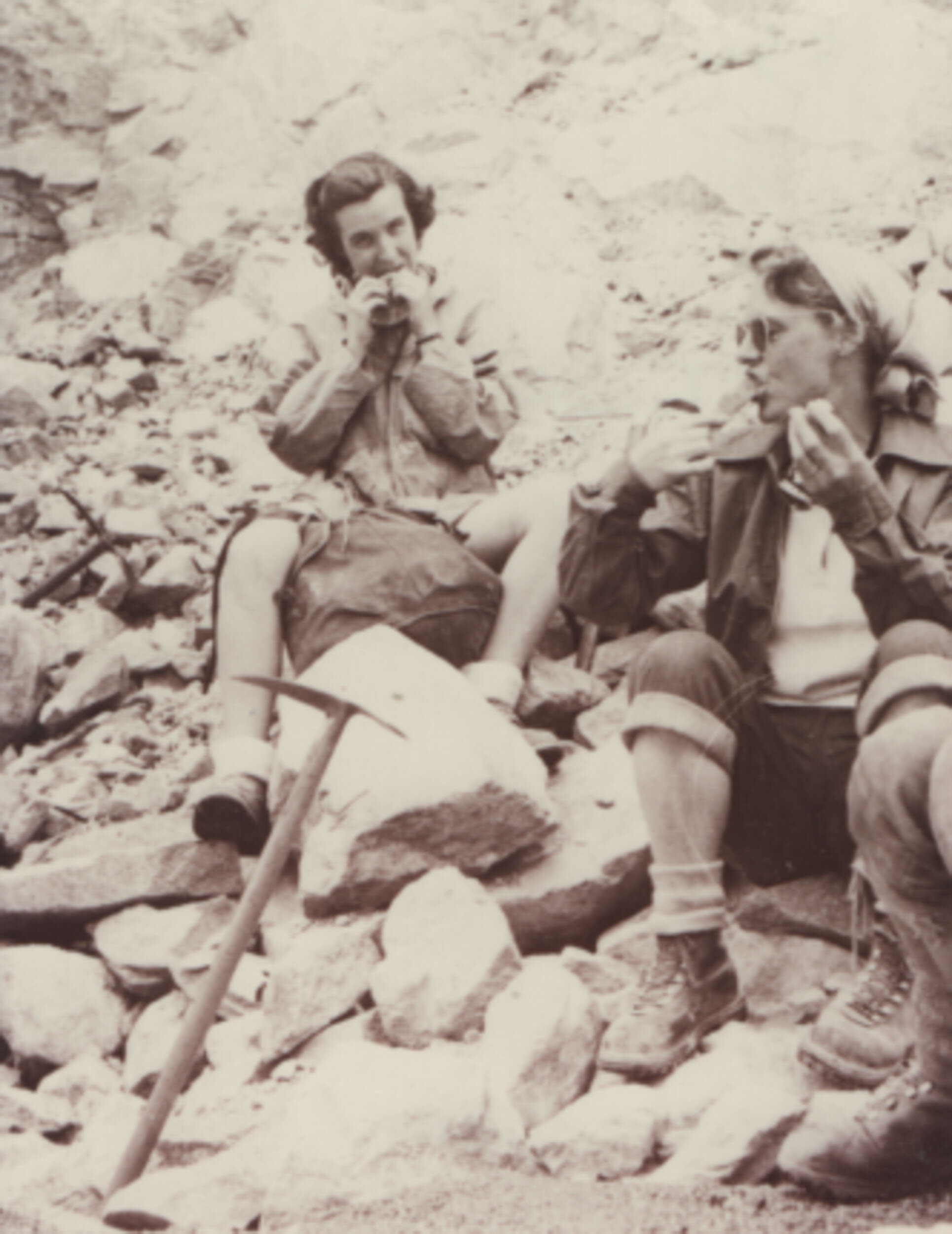 A very tough lunch: Nea Morin and Eileen Pyatt, Les Angeaux, French Alps, 1954