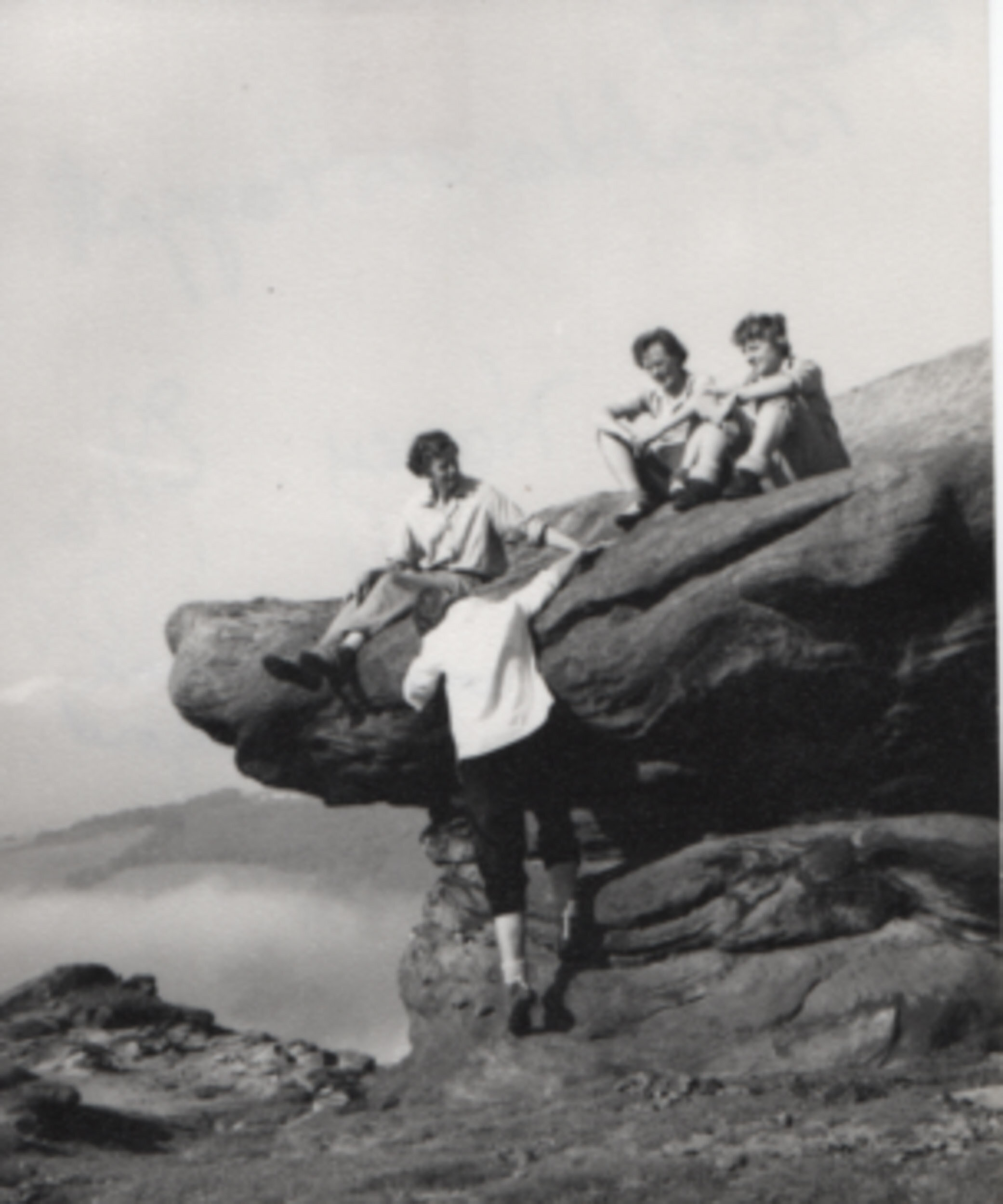 Nea Morin, Nancy Smith, Mary Fulford and Alwine Walford at Froggatt, Peak District, in 1962