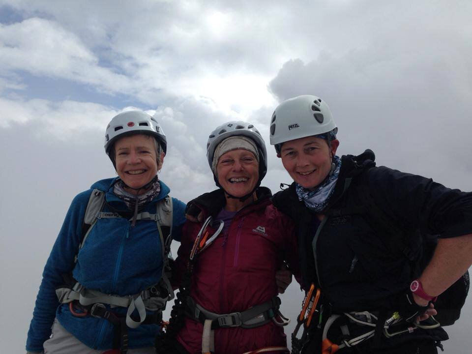 Hazel Jones, Cristina Gardiner and Sharon Jones,  VF Tomaselli, Dolomites, Italy, 2014