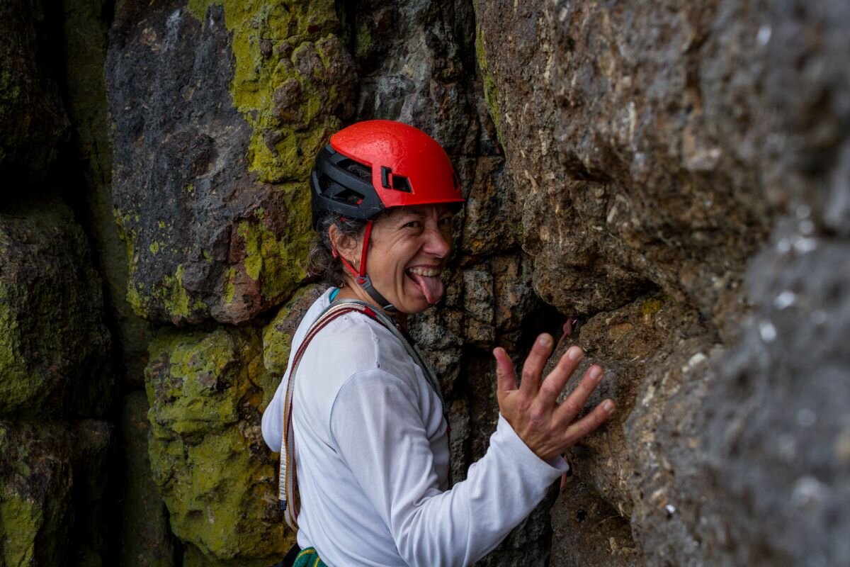 Hilary Lawrenson, relishing the greasy granite at Chair Ladder, Cornwall 2017