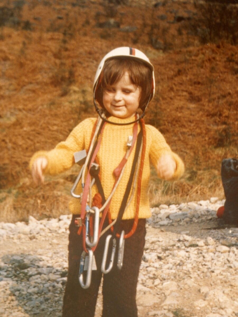 Cath, age 5. She's now 50 and still likes to dress up as a climber