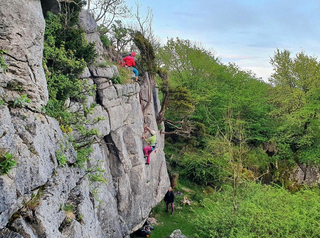 What do your evening climbing plans look like? 🌞 

Here&rsquo;s what a few of our members have been up to on the longer summery evenings - cragging in the forbidden lands ( Lancashire) at Warton Crag. 

Here&rsquo;s Cath, Annette and Ant on &lsquo;L