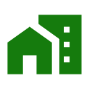 Green house and building icons