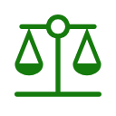 Icon of balanced scales symbolizing justice or fairness