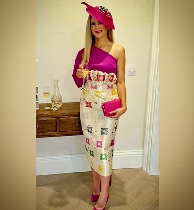 Here&rsquo;s a look at our bespoke rental two piece as worn by milliner @sineadbmillinery 🌸.The fabric for the skirt is a designer fabric and only a limited amount was produced and sold which makes this outfit truly one of a kind💓. @sineadbmilliner