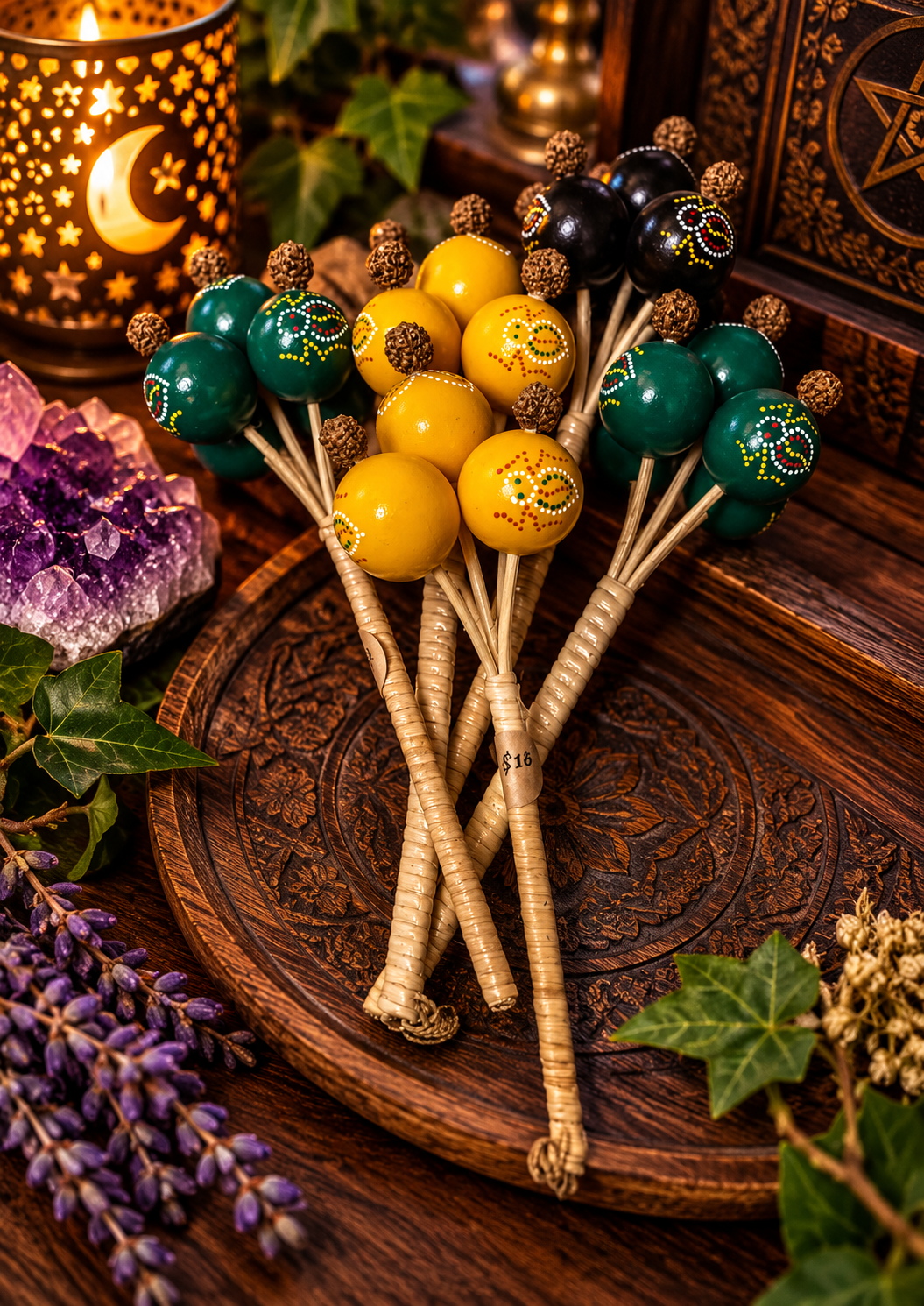 Boho Rattle Stick Altar Display.png