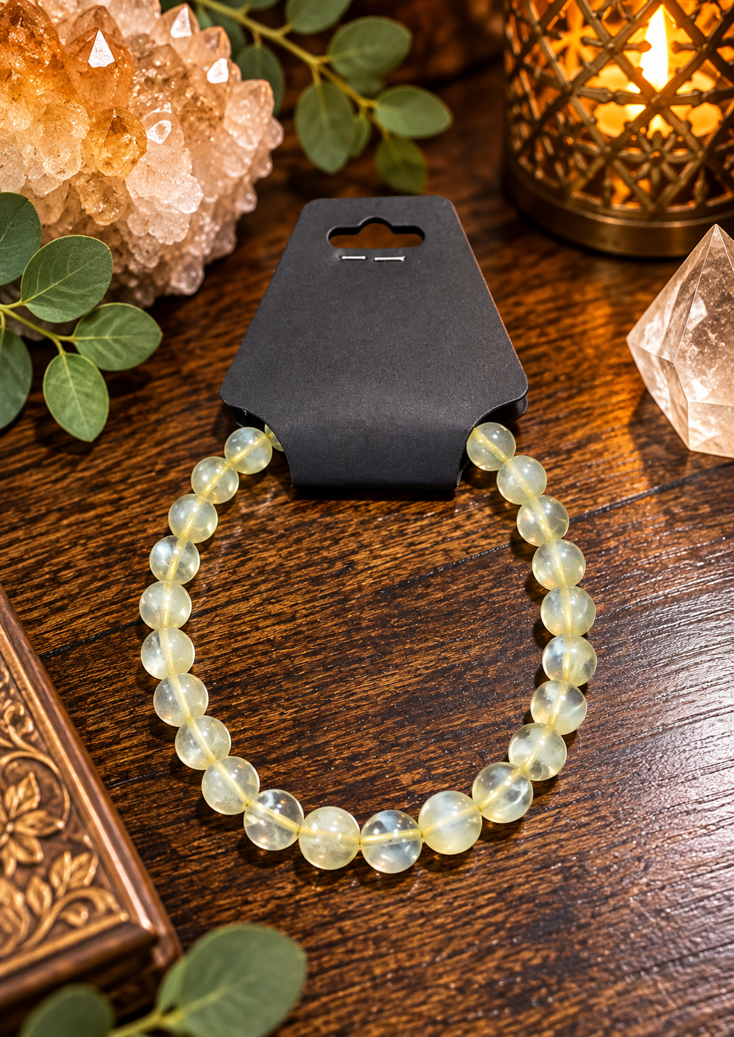 Pale Crystal Bracelet on Rustic Display.png