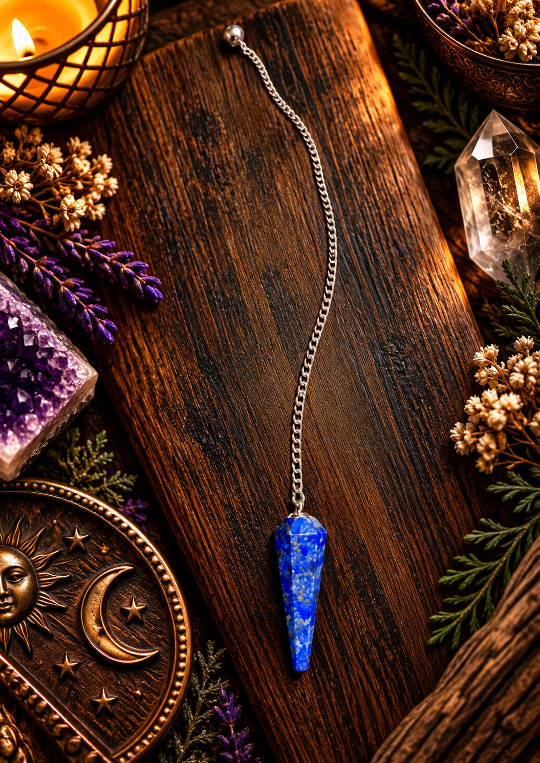 Lapis Pendulum Candlelit Altar.png