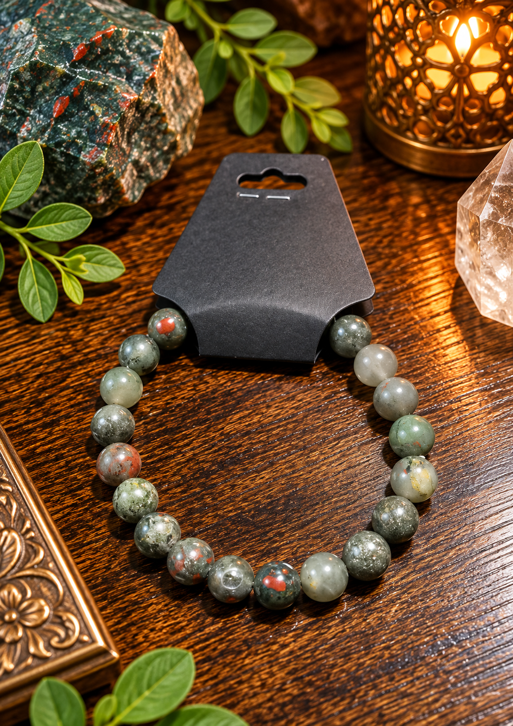 Bloodstone Bracelet on Rustic Display.png