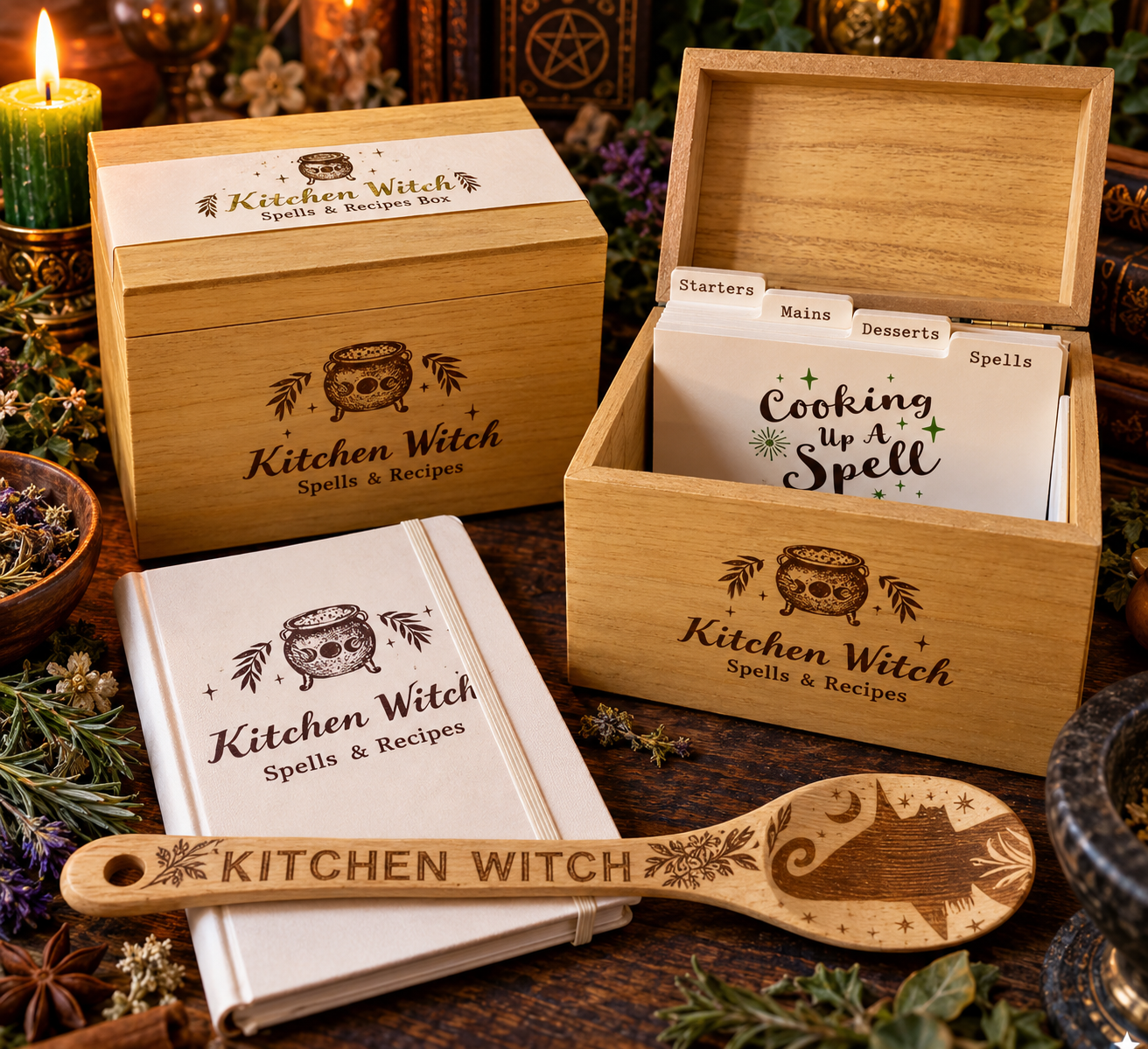 Cozy Kitchen Witch Recipe Box Set.png