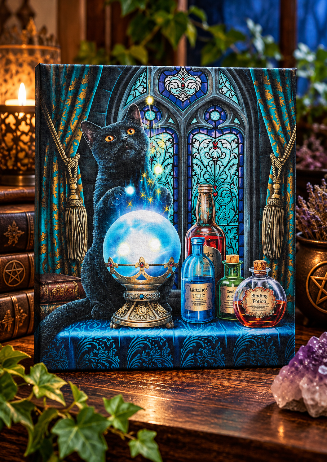 Mystical Black Cat Crystal Ball Canvas (1).png