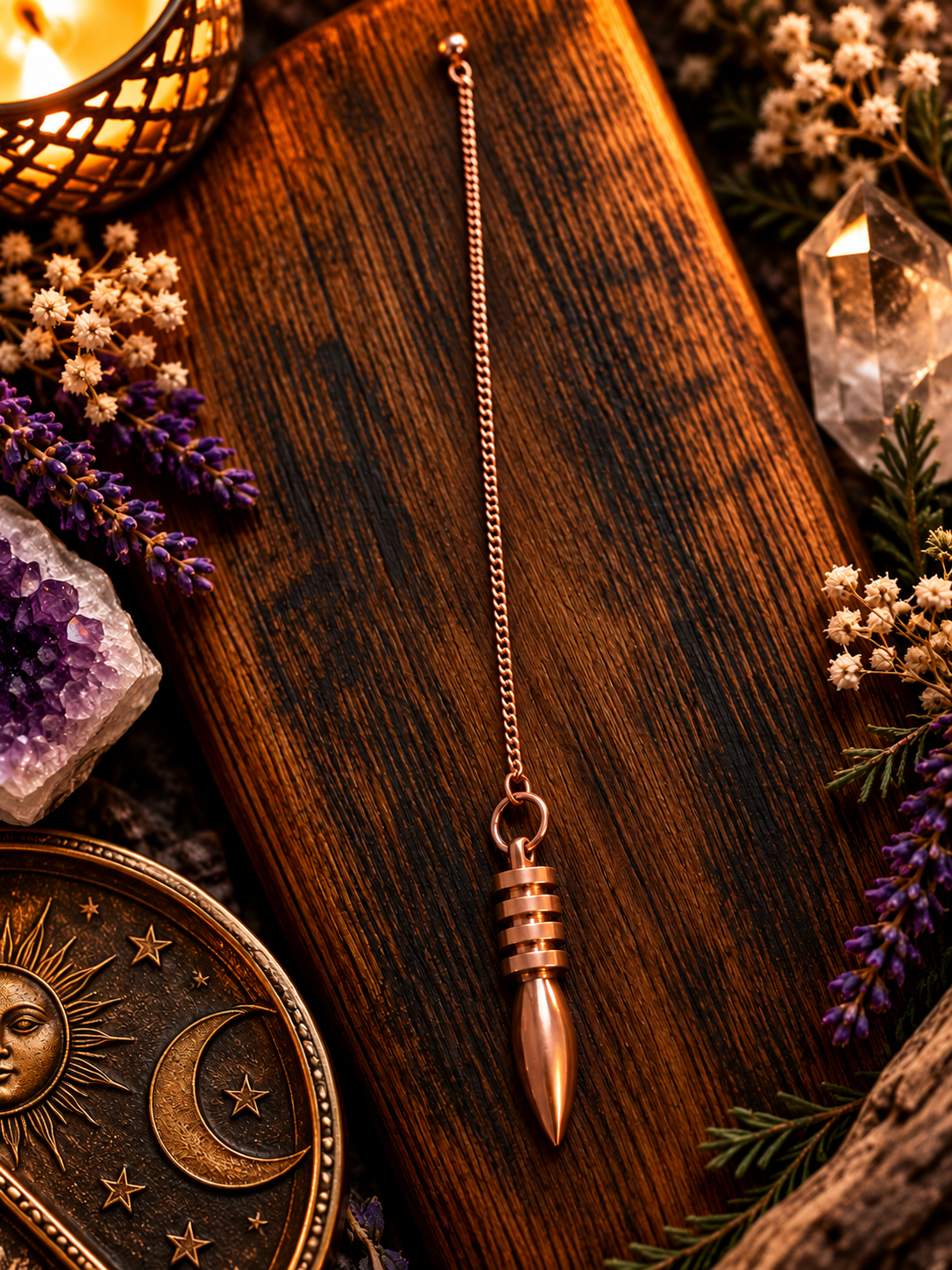 Copper Pendulum Mystical Altar Still Life.png
