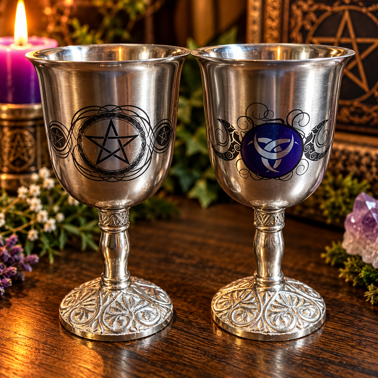 Mystical Twin Chalices on a Candlelit Altar.png