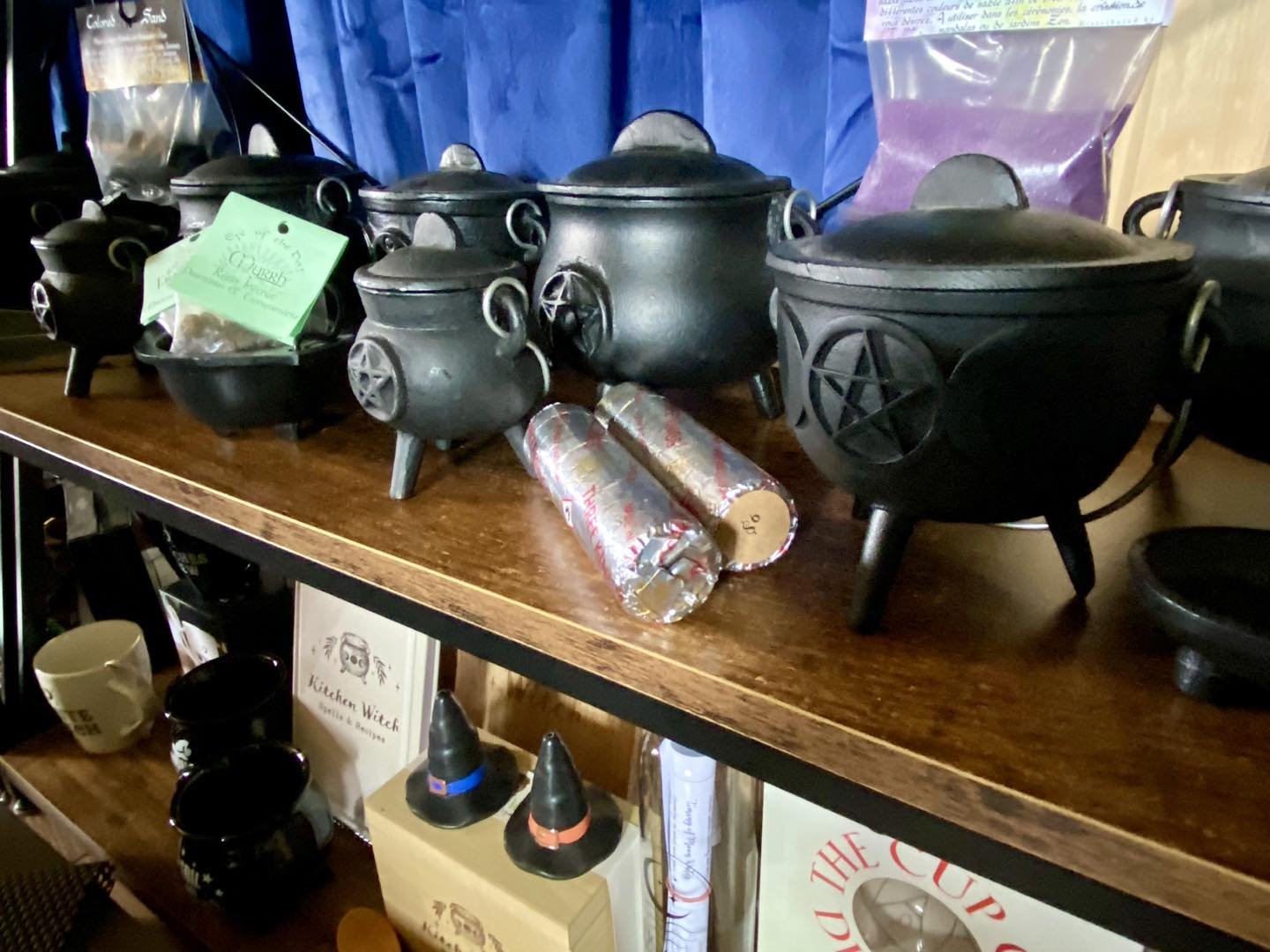 Cauldrons, charcoal discs, resins, sand, and resin tongs