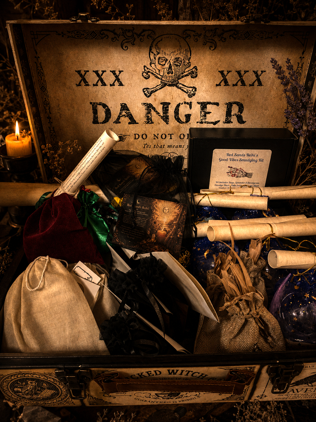 Manifesting and magic spell kits, herbs, and crystals at Red Sands Reiki crystal shop, Borden-Carleton