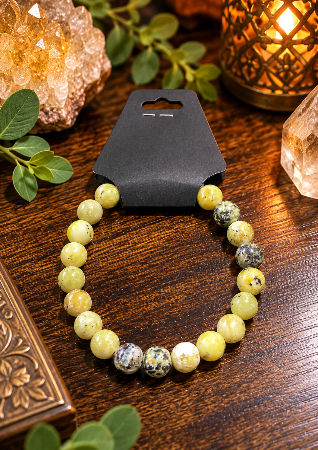 Mystical Yellow-Green Gemstone Bracelet Display.png