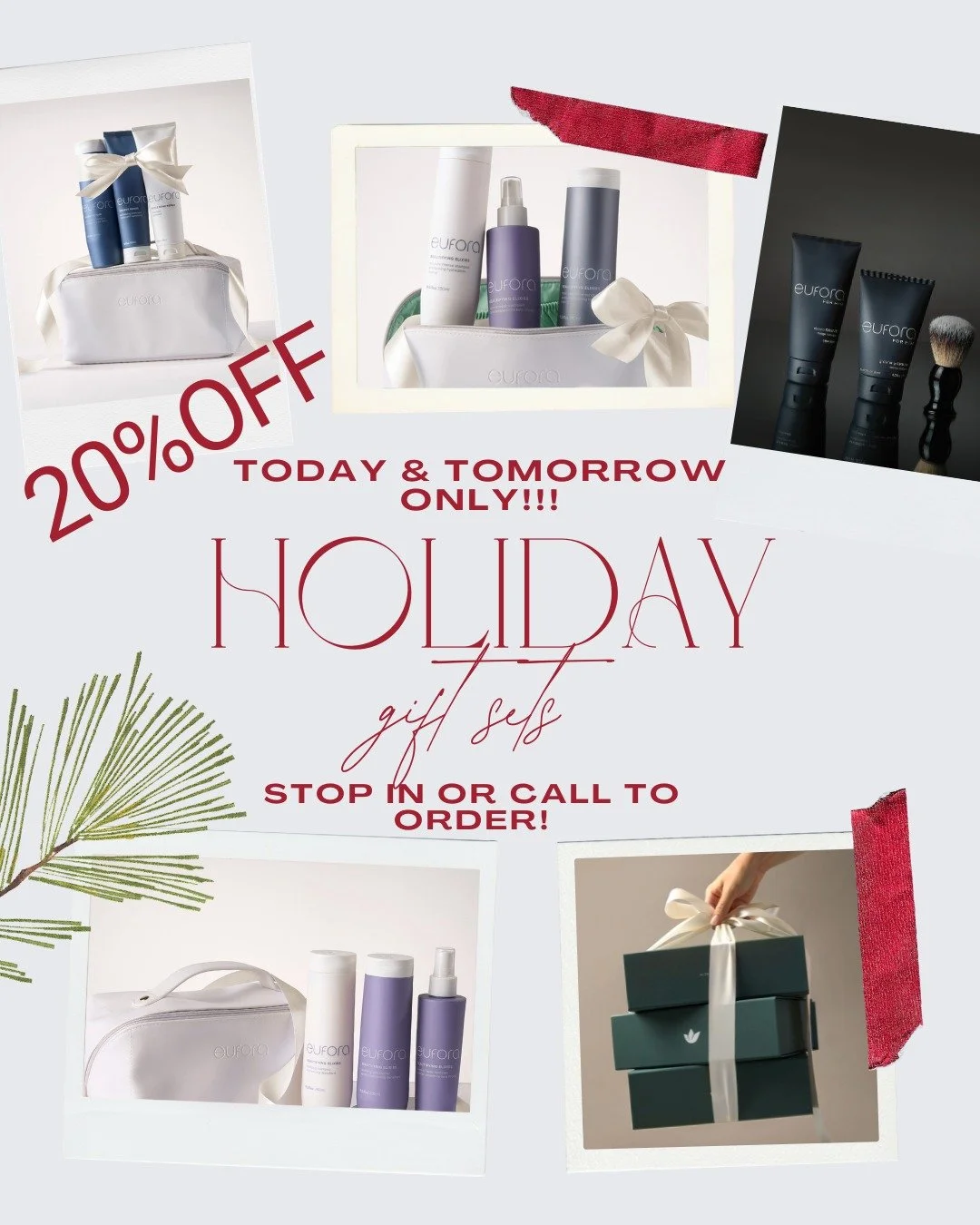 GIFT SETS ARE SELLING FAST!! Call or stop in to order for 20% OFF today and tomorrow only!!