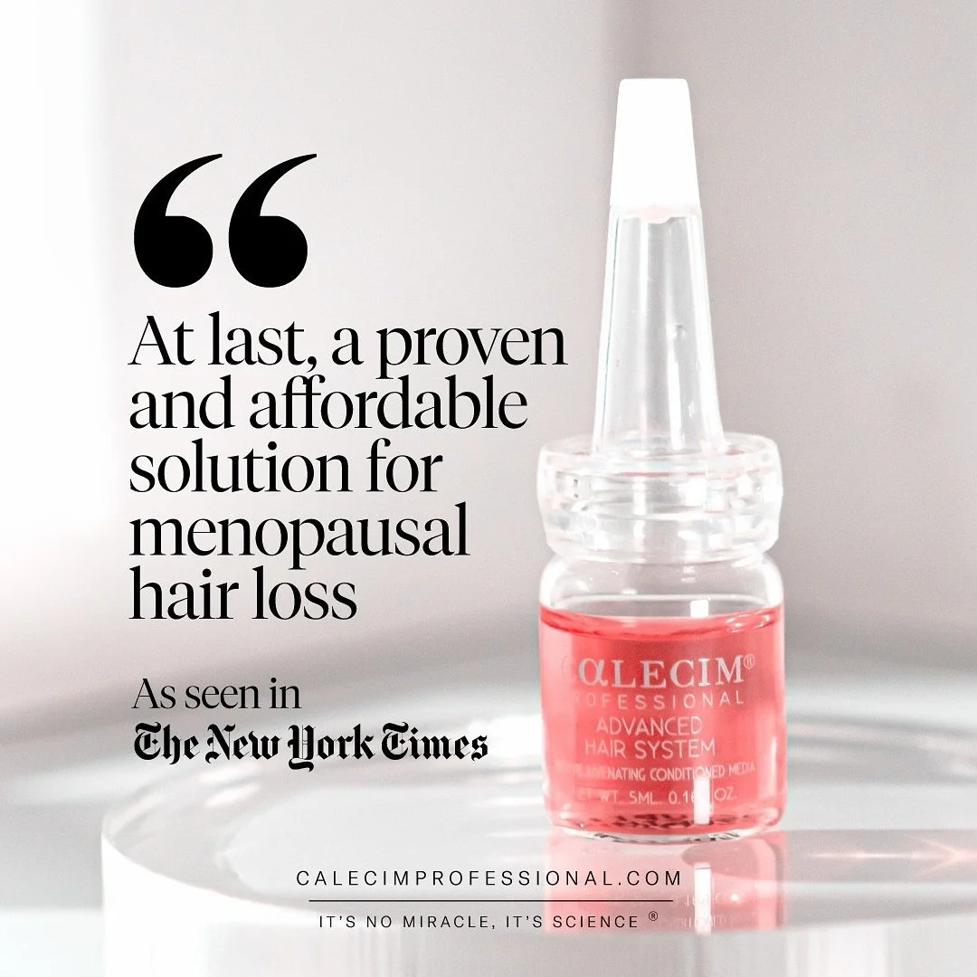 Menopause has so many side effects including hair loss. Calecim can help stop the shedding and strengthen your hair.