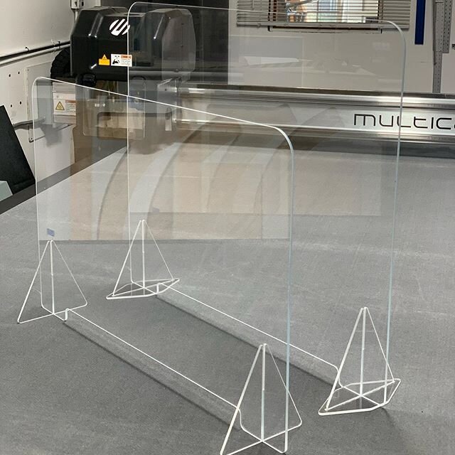 Acrylic Sneeze Guards - Crystal clear view while socially distancing! Custom fabricated and taking requests. Warning ⚠️ Material availability changes daily so call or email for timing #sneezeguard #germbarrier #acrylic #covid19 #clearplastic #facemas