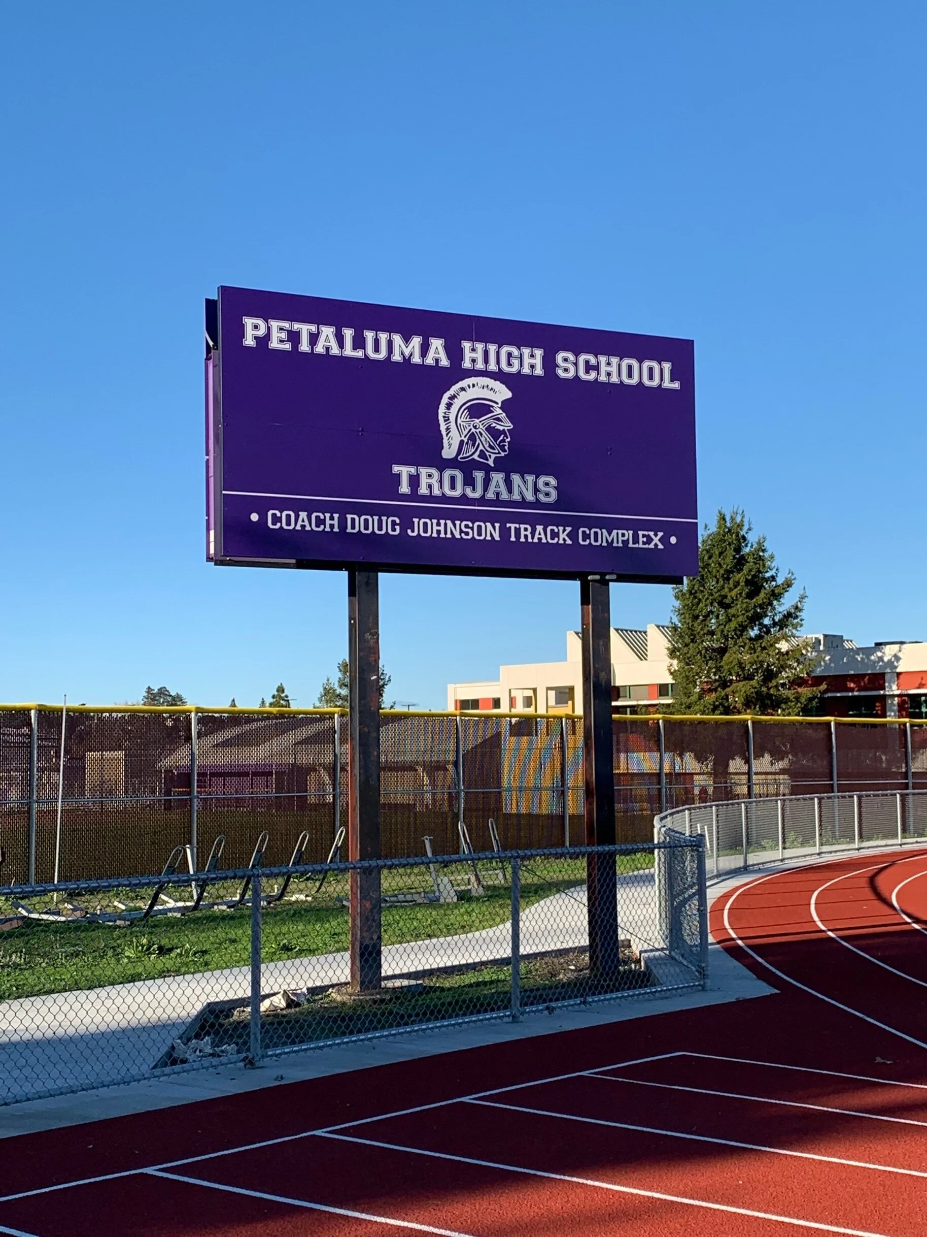 Petaluma High School's stadium billboard.