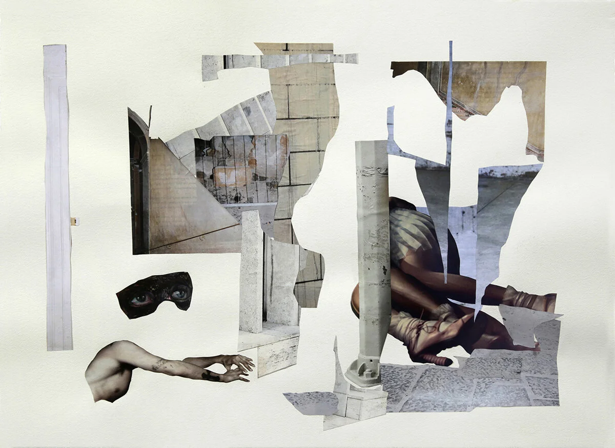 Undecidable IV collage on Arches 120 GSM with periodicals and magazine by Julie Eisenberg Pitman