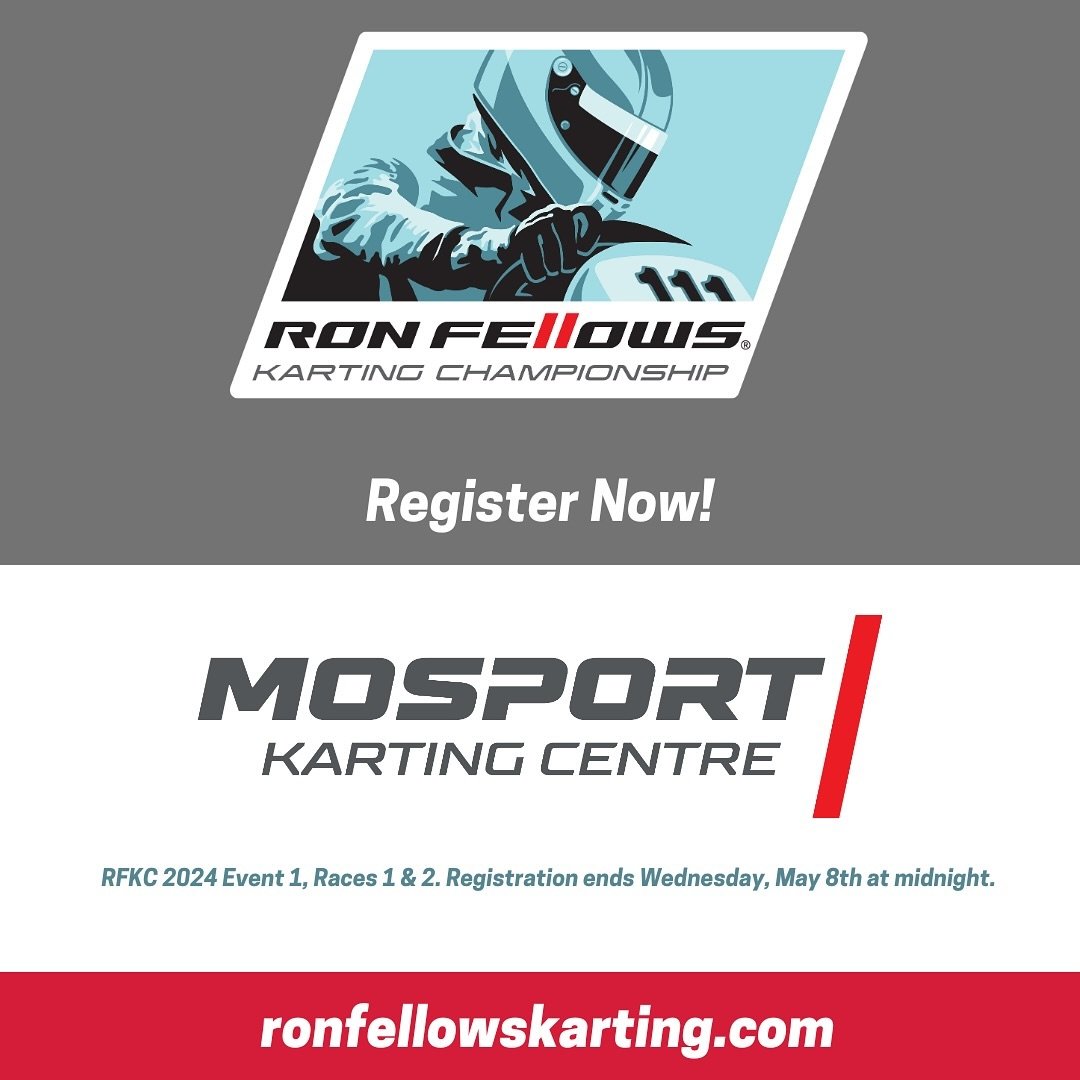 Registration is now open for RFKC 2024 Event 1 @mosportkarting ! 

Remember to renew your ASN National Karting License if you plan to compete in the championship. Drivers racing a single weekend at their home club will be exempt from holding this lic