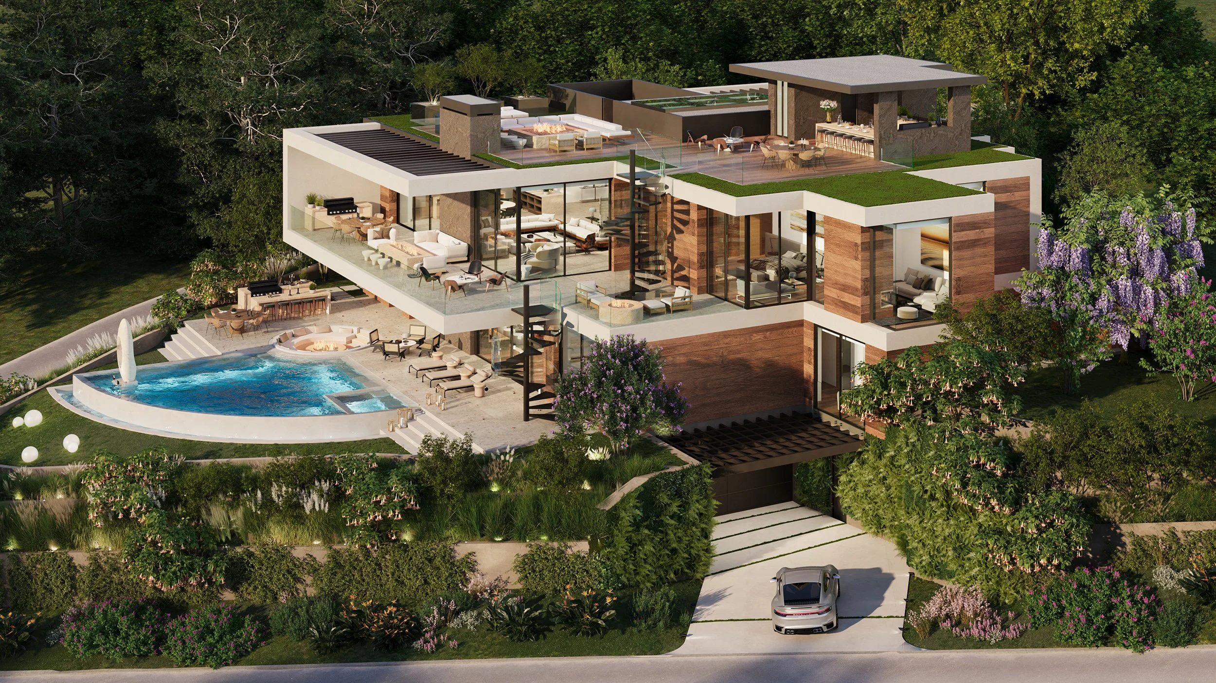 La Jolla luxury home in San Diego, California with modern indoor outdoor resort style design
