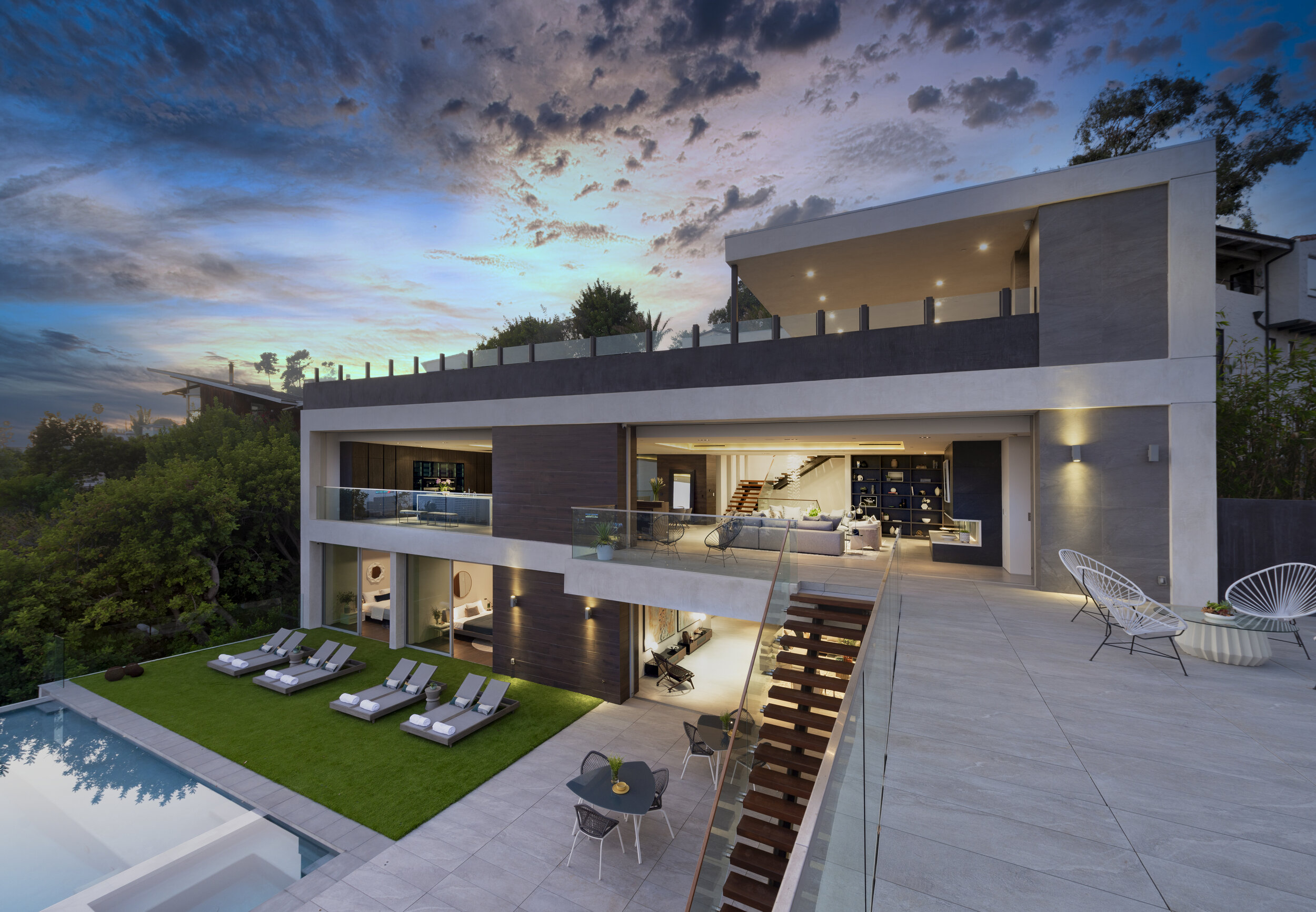 Los Tilos Hollywood Hills modern home for resort style indoor outdoor living