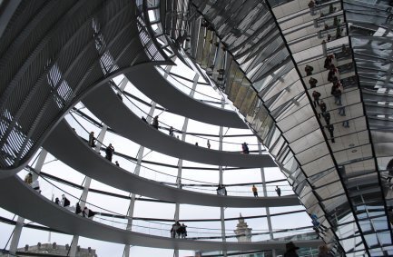 The Reichstag building in Berlin redesigned by modern architect Sir Norman Foster after the reunification of Germany