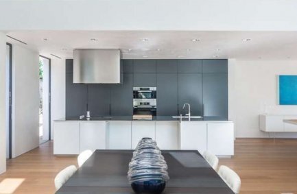 White and grey modern minimalist luxury kitchen