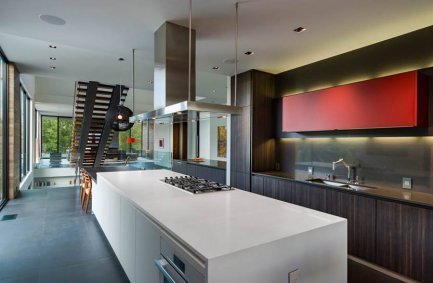 Modern open plan kitchen with bright minimalist design