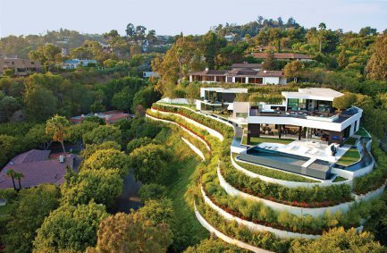 Laurel Way hilltop Beverly Hills modern mansion with pool, terraces and views