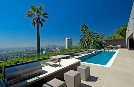 Our Cordell Drive Hollywood Hills home backyard design with elegant pool overlooking city views