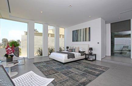 Grand View Drive Hollywood Hills modern home bright and light filled bedroom design