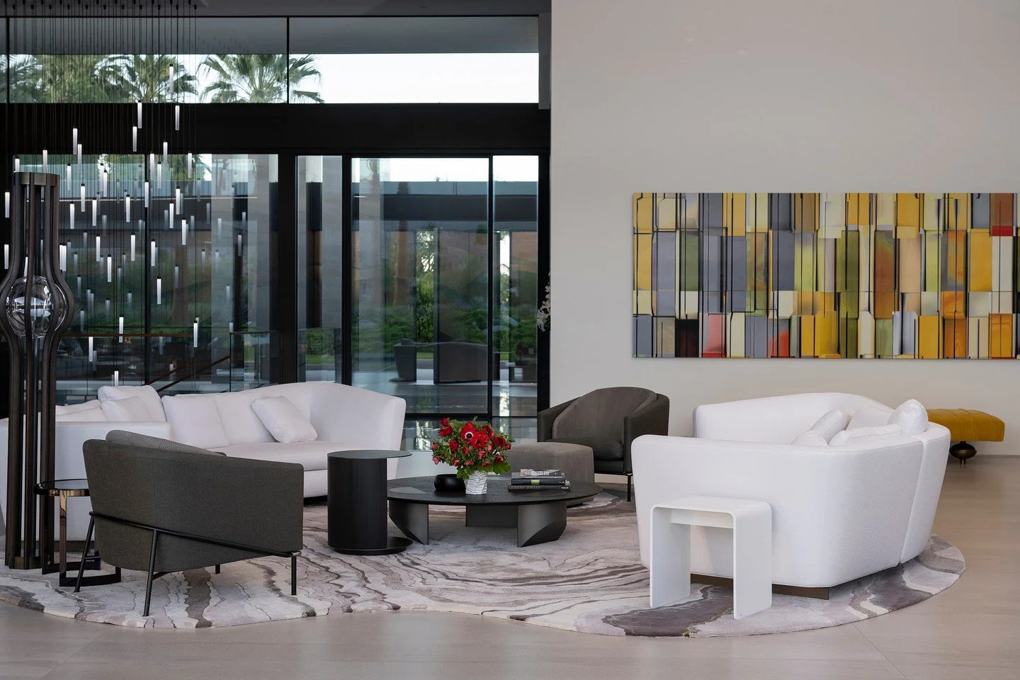 The art filled modern interior of our Serenity house in Indian Wells, California. Photos by @maccollum.