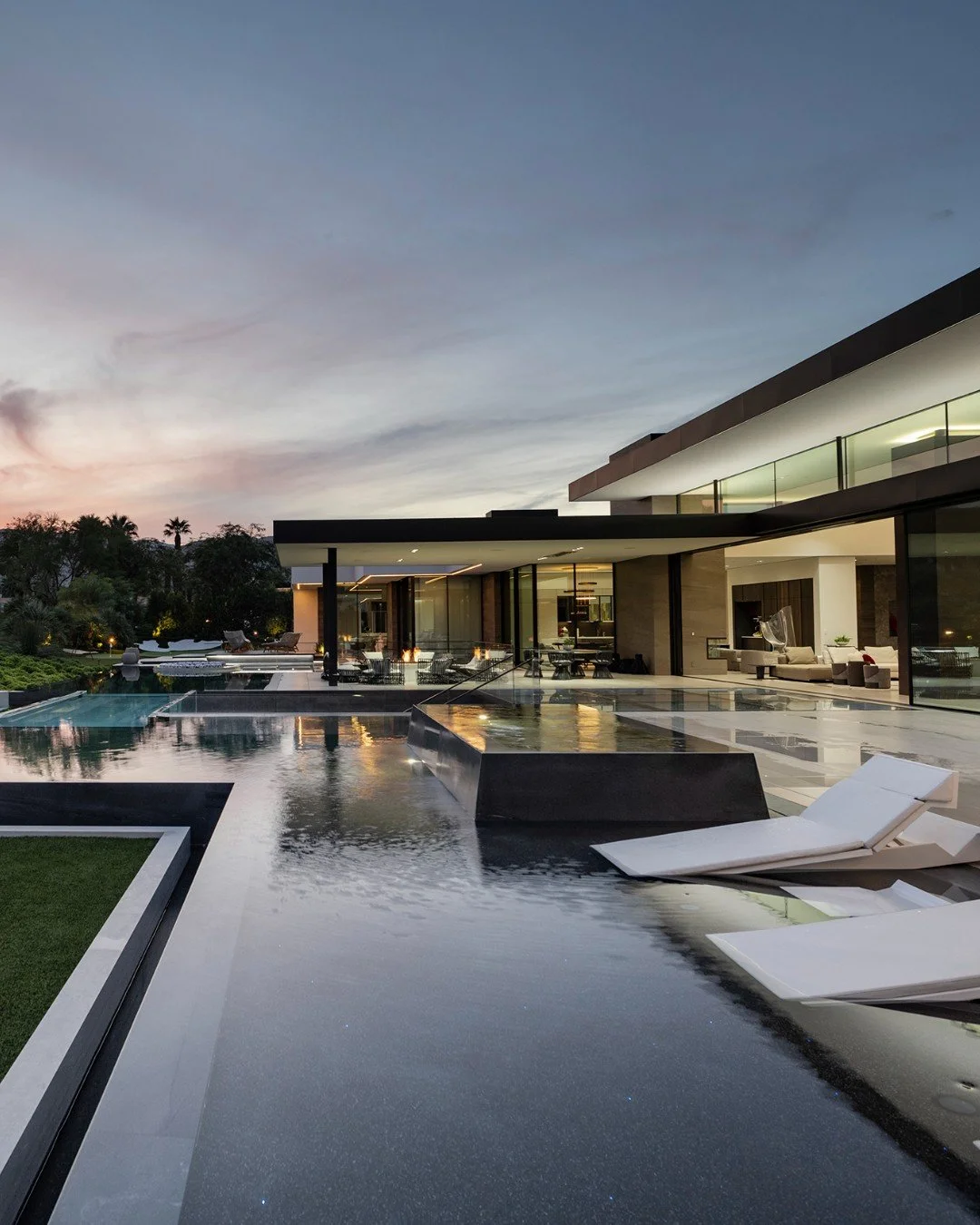 Seamless indoor outdoor living that opens onto a backyard pool terrace, at our Serenity house in Indian Wells, California. Photo by @maccollum