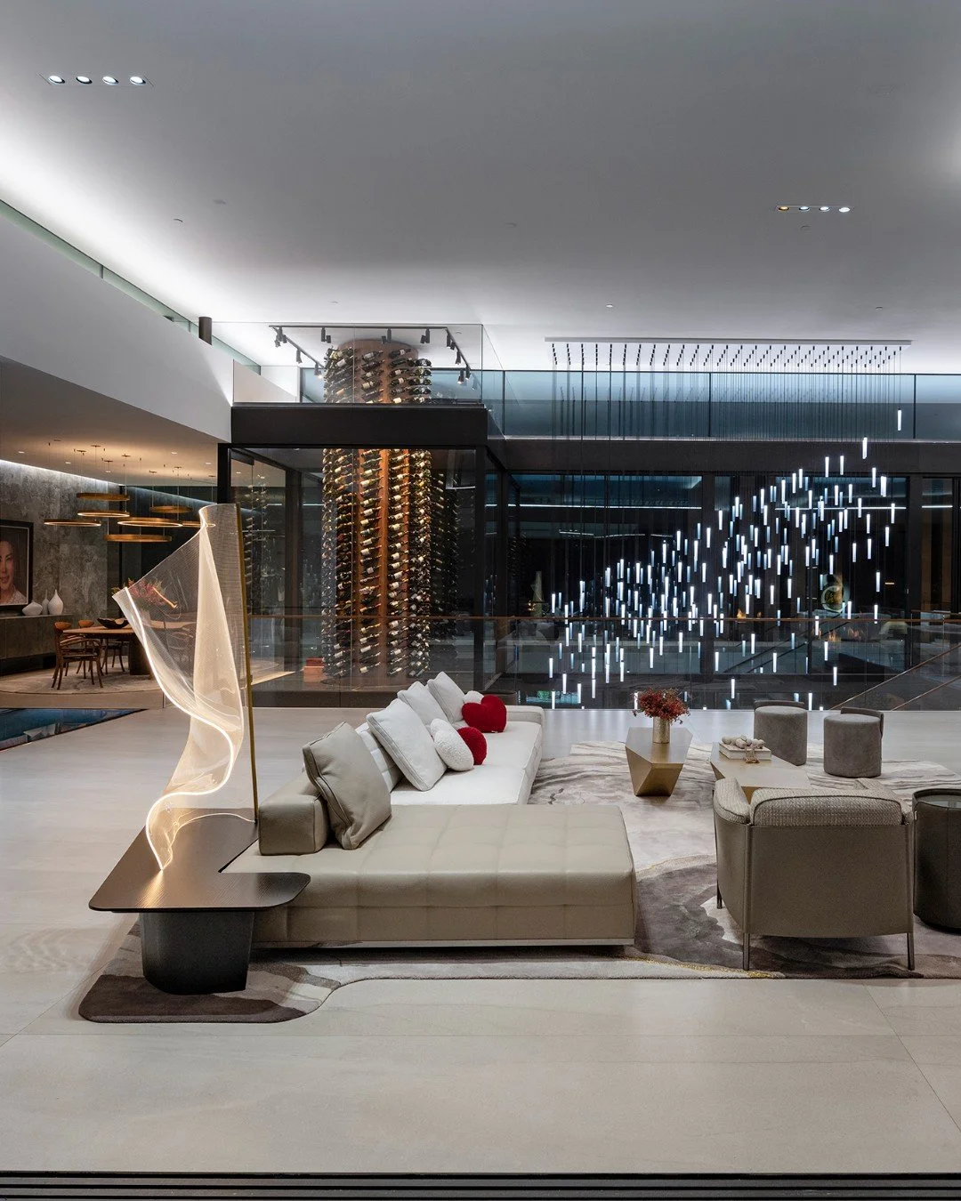 Modern design details, and the luxury open plan living room at our Serenity house in Indian Wells, California. Photo by @maccollum