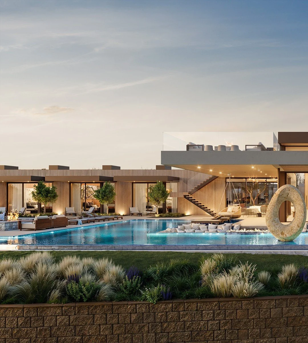 Pinnacle House, a custom luxury estate for resort style living, sited high up on a hilltop in Rancho Santa Fe, San Diego.