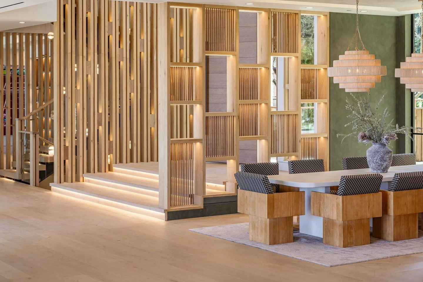 Modern details in the custom open plan dining room at our Beverly Crest house in Beverly Hills. Photo by @berlynmedia