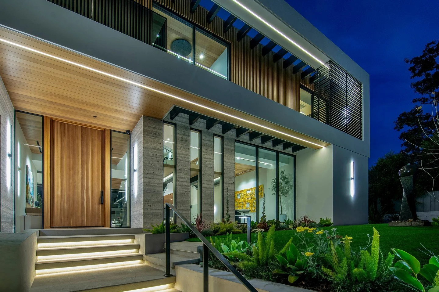 Modern details in the exterior design of our Hutton Drive 2641 house in Beverly Hills. Photo by Adam Latham.