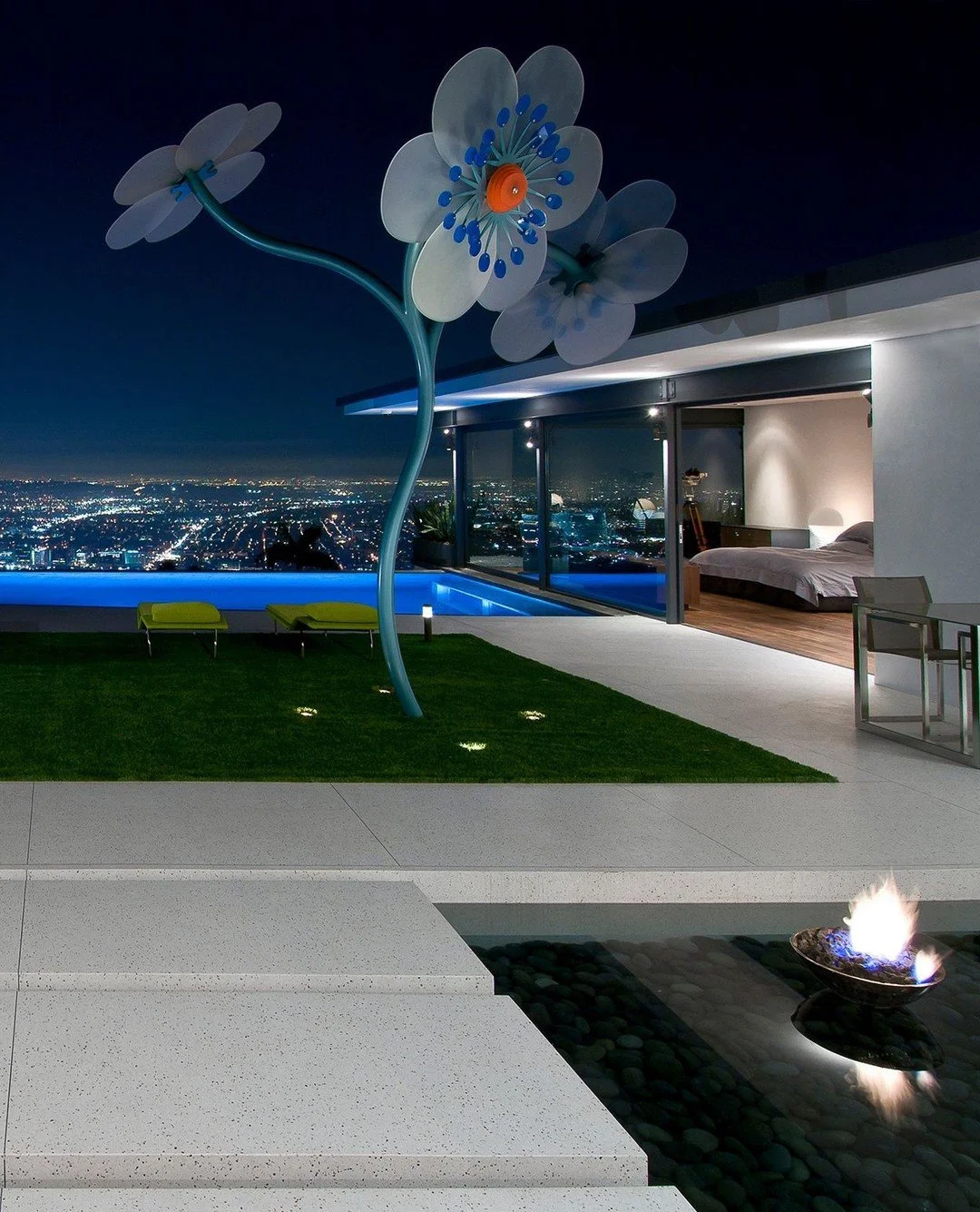 The modern design of our Hopen Place house includes playful artworks and sweeping views. Photo by @maccollum