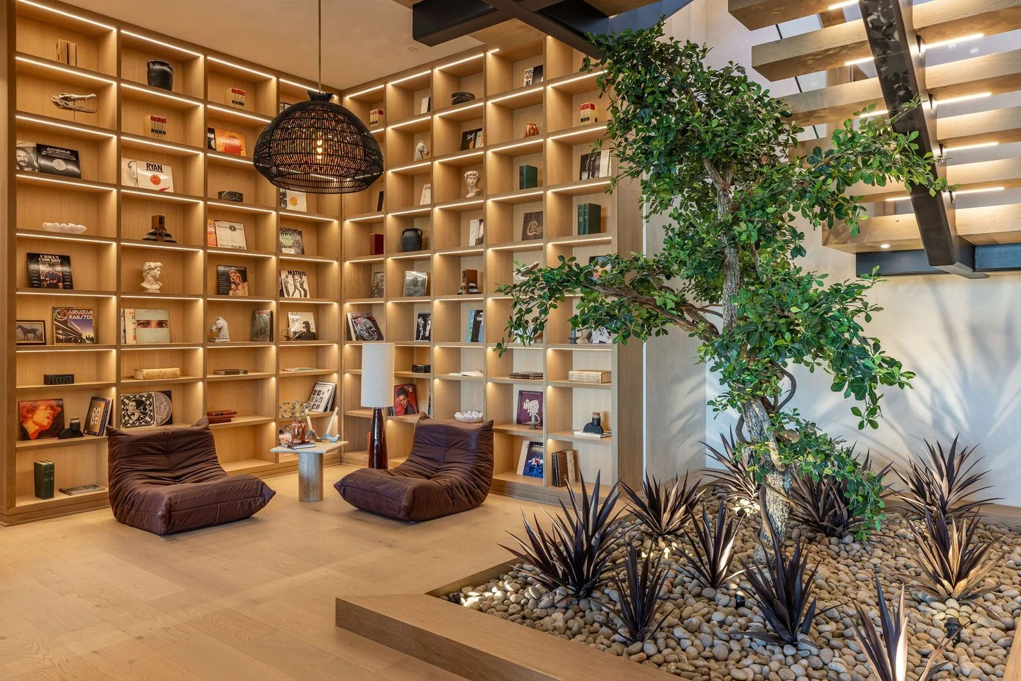 The modern reading nook with indoor garden at our Beverly Crest house in Beverly Hills. Photo by @berlynmedia