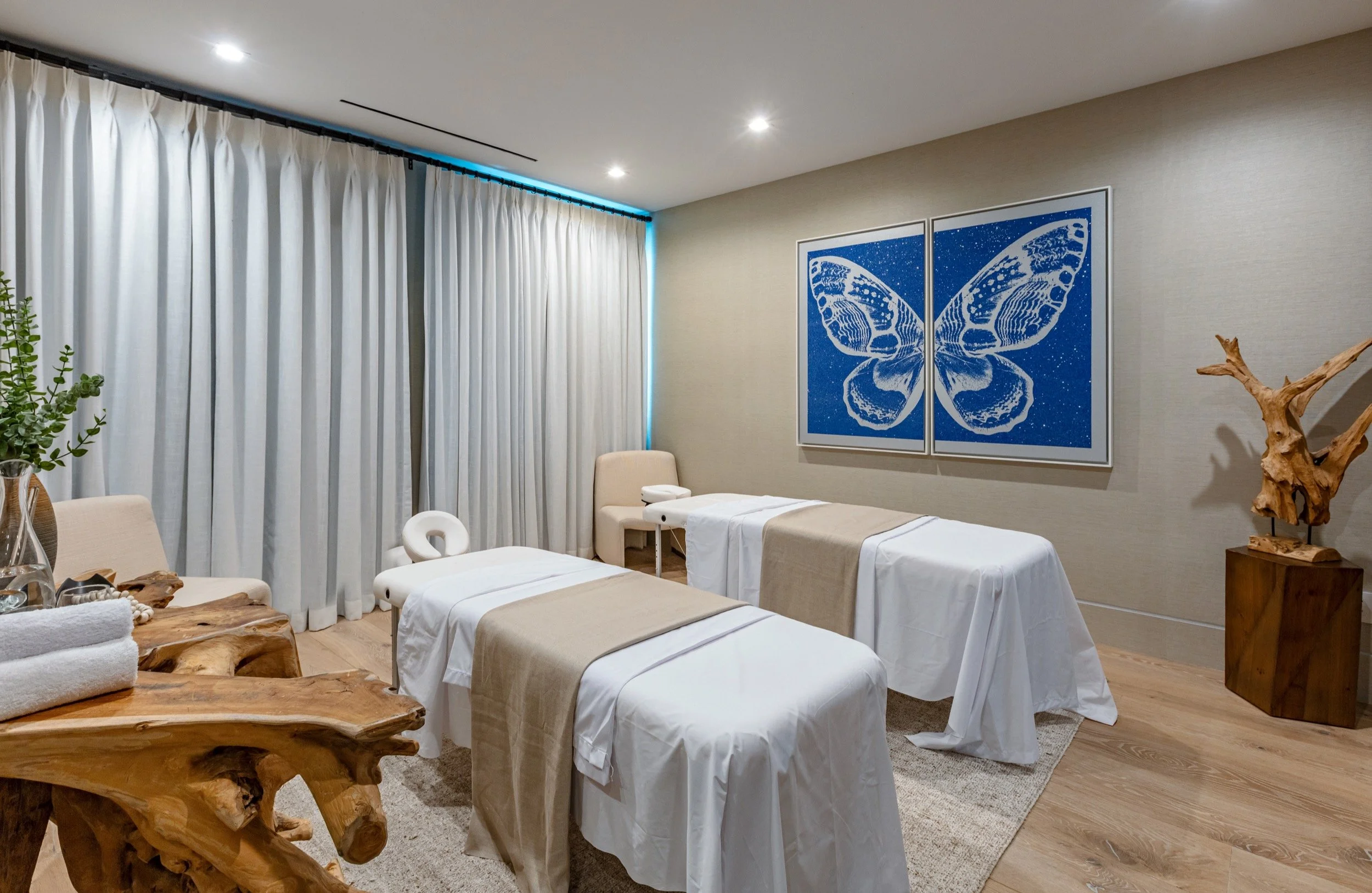 Massage and wellness room at Bundy Drive a modern luxury mansion in Brentwood, Los Angeles