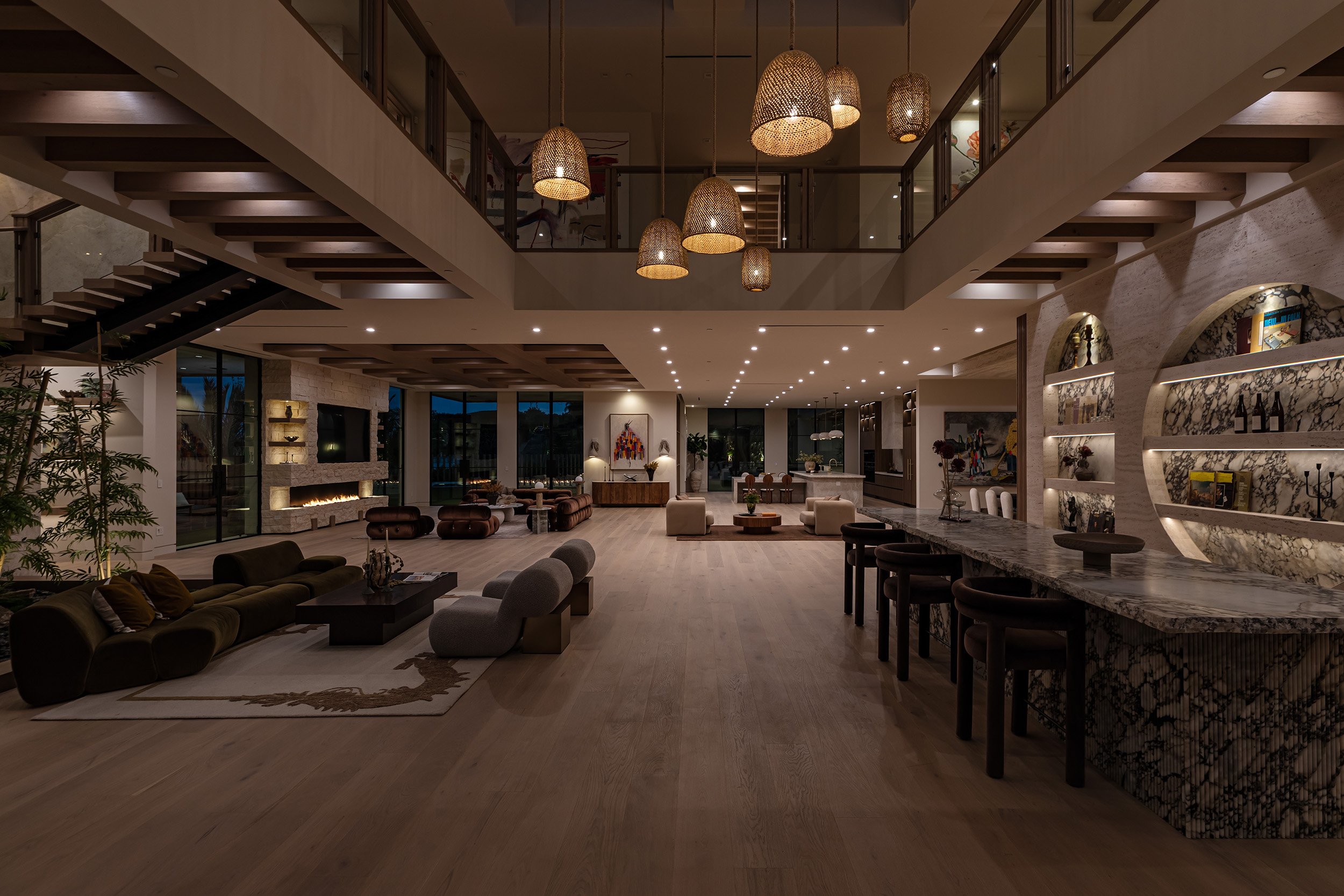 Franklin Canyon Beverly Hills modern open plan home with luxury resort style amenities & entertainment spaces