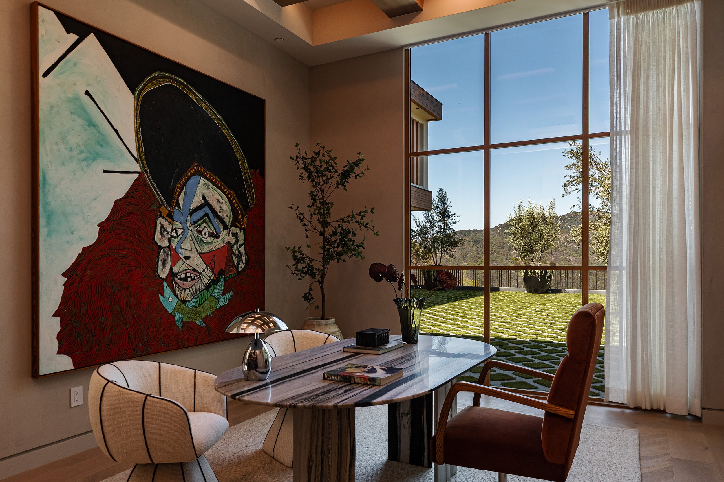 Franklin Canyon Beverly Hills luxury residence with bright art filled modern home office