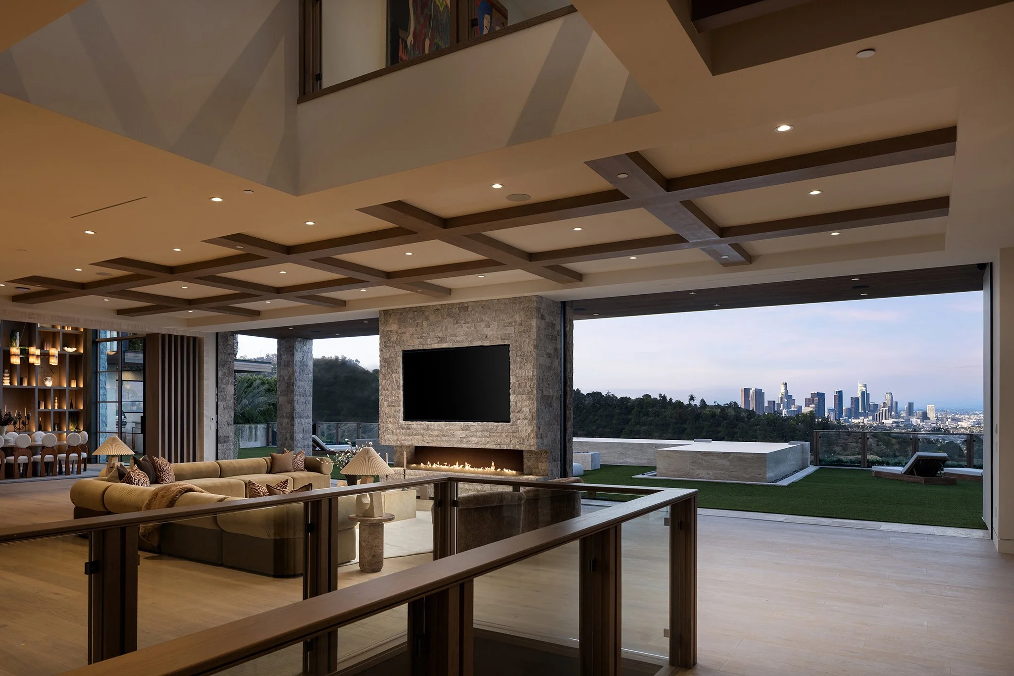 Laurel House Beverly Hills luxury home with indoor outdoor design that opens onto a modern backyard pool terrace with views