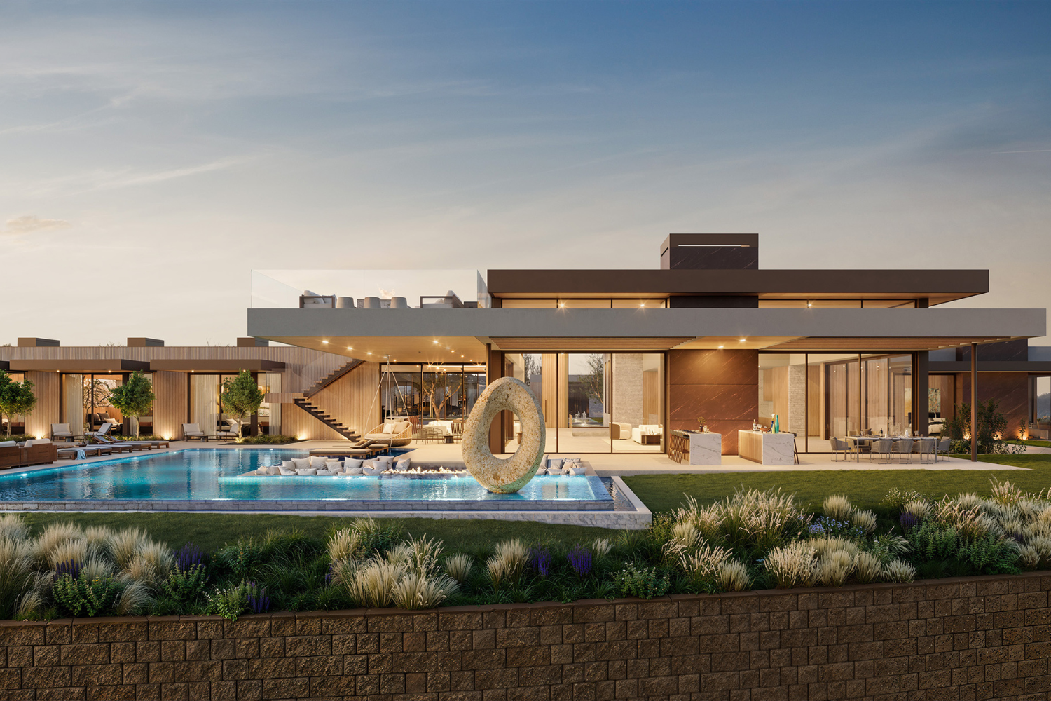 Pinnacle House luxury San Diego home with modern architectural design for indoor outdoor resort style living with backyard swimming pool